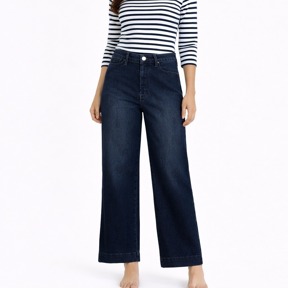 Pilcro‎ The Skipper High-Rise Wide Leg Jeans Darkish Indigo Wash Size 27